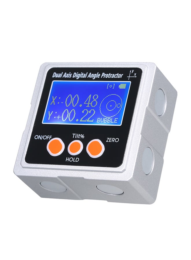 Magnetic Dual Axis Digital Angle Protractor With LCD Display White 