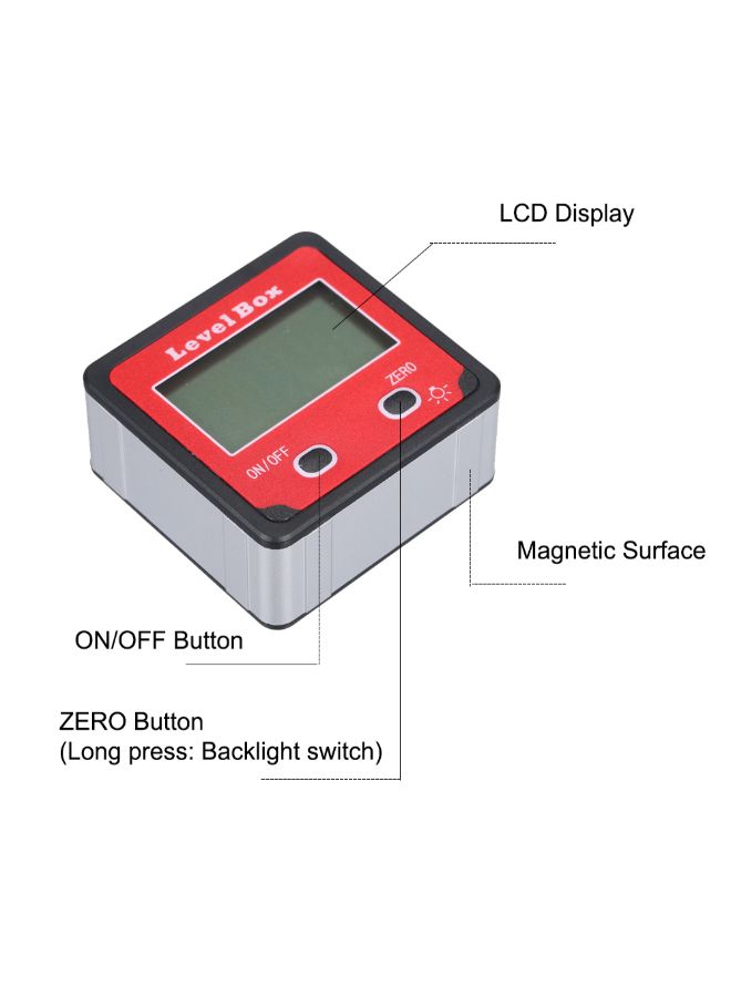 Generic - Magnetic Base Digital Level Box Inclinometer Red - Image 1