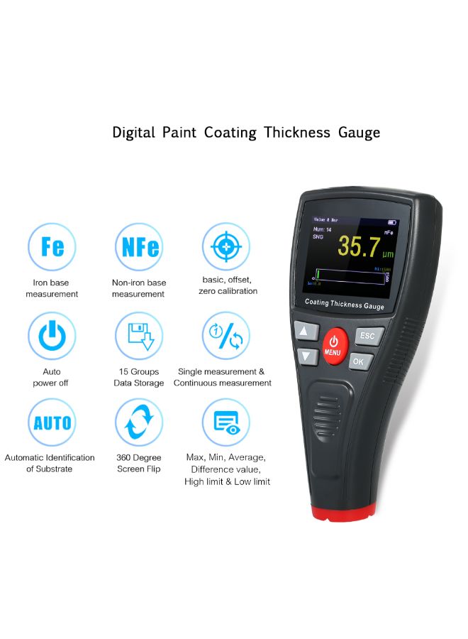 Concrete Coating Thickness Gauge Black  - Image 3