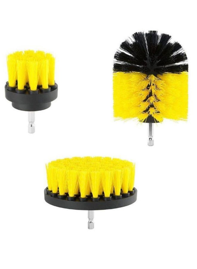 طقم لقم فرشاة تنظيف وكشط للمثقب الكهربائي مكون من 3 قطع أصفر/ أسود/ فضي