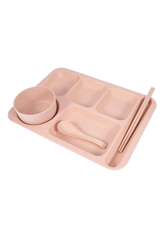 5-Sections Wheat Straw Divided Dinnerware Set Brown - Image 3