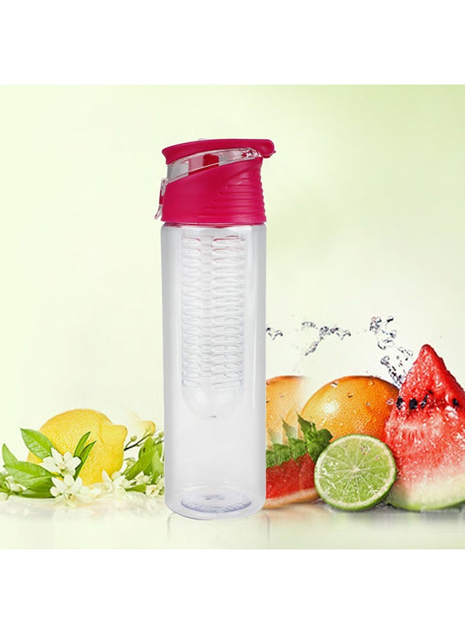 Infuser Flip Lid Juice Bottle Red/Clear 25X7X7cm
