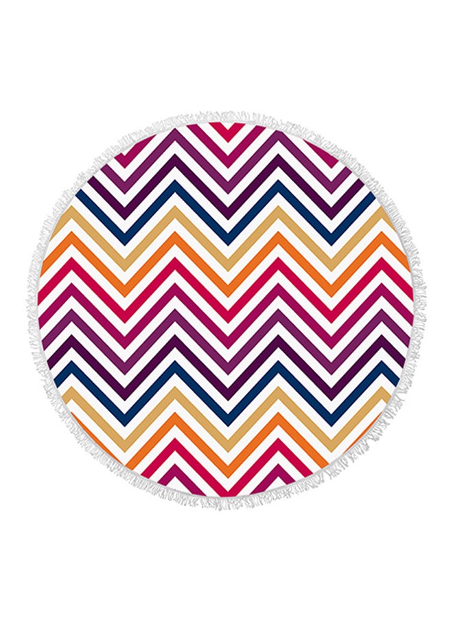 Wave Pattern Round Fringed Towel Multicolour 150 × 150cm