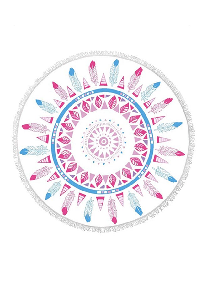 Mandala Round Fringed Towel Blue/Pink 150 × 150cm