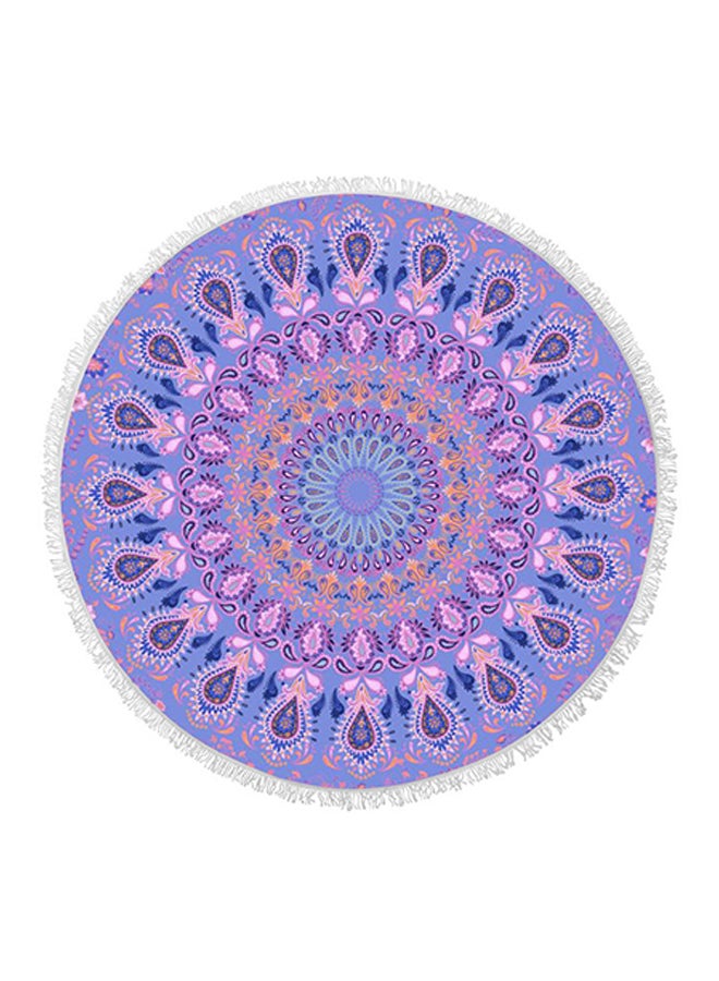 Mandala Round Fringed Towel Purple 150 × 150cm