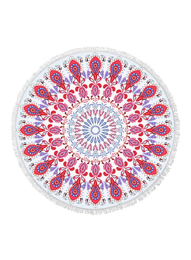 Mandala Round Fringed Towel Red 150 × 150cm