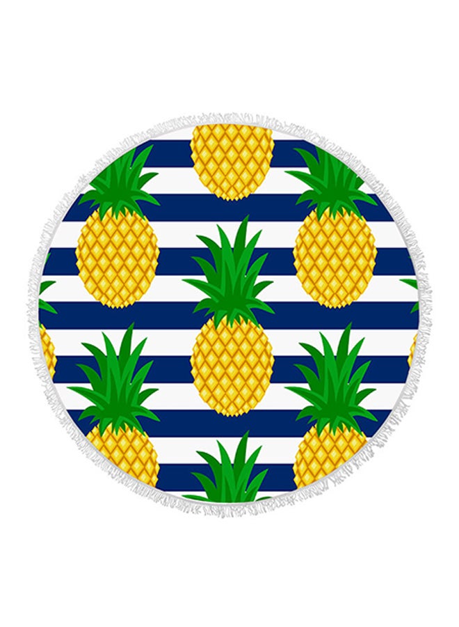 Pineapple Round Fringed Towel Green/Blue/Yellow 150 × 150cm