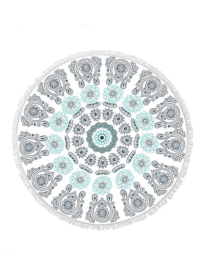 Mandala Round Fringed Towel Green/Blue 150 × 150cm
