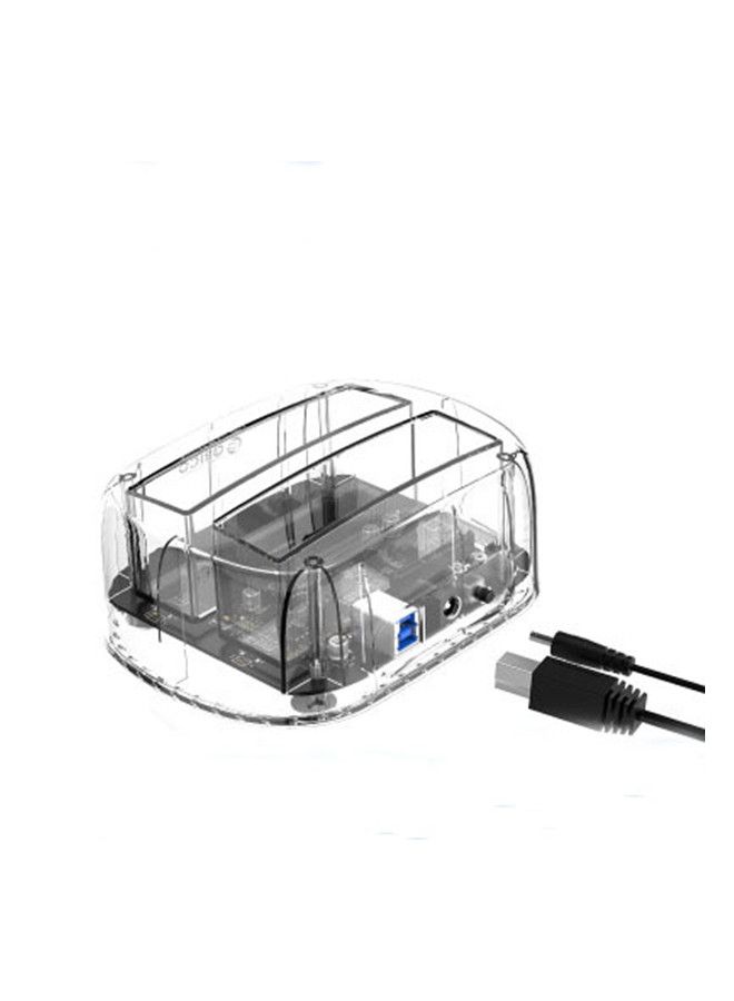 Orico - Dual-Bay SATA To USB 3.0 External Hard Drive Dock With Offline Clone Function Transparent - Image 1