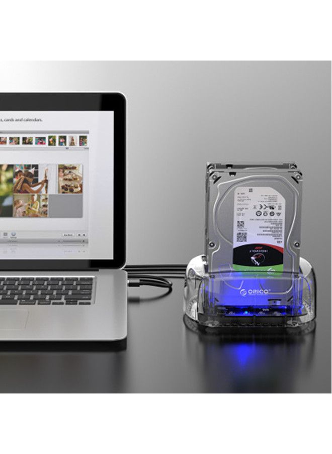 Orico - Dual-Bay SATA To USB 3.0 External Hard Drive Dock With Offline Clone Function Transparent - Image 1