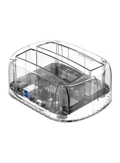 Dual-Bay SATA To USB 3.0 External Hard Drive Dock With Offline Clone Function Transparent