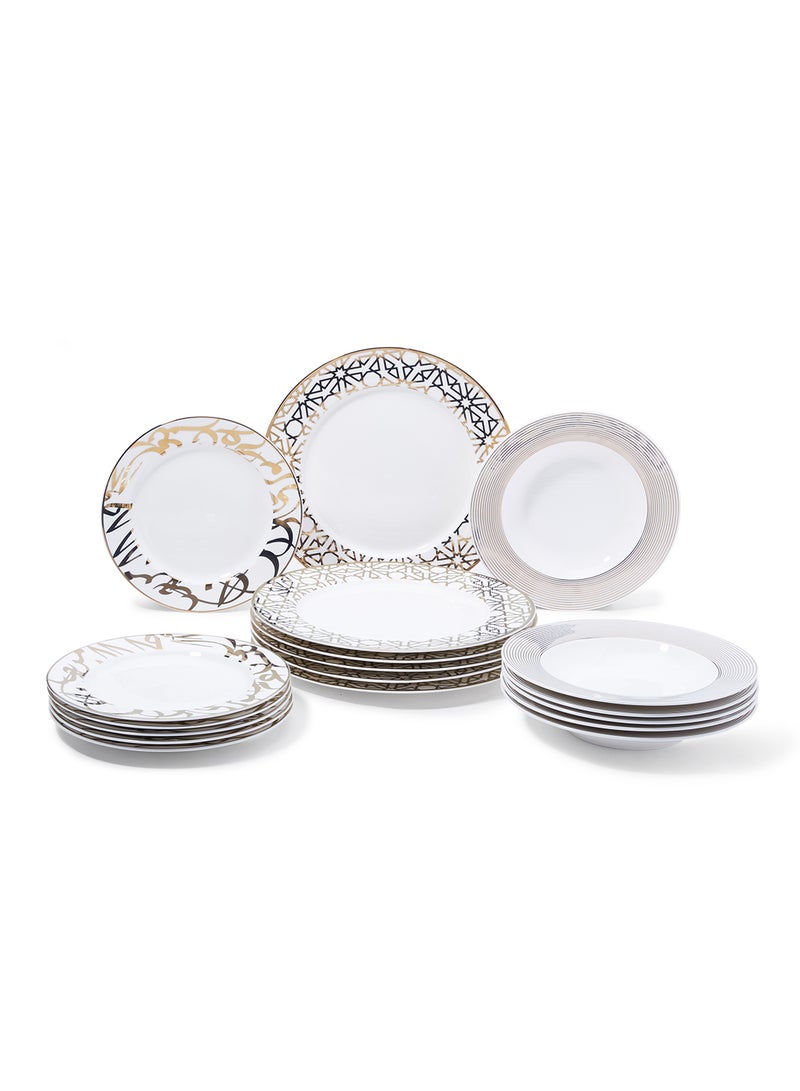 La Mesa 18 Pieces Porcelain Dinner Set Kan Ya Makan White 10.5inch  - Image 1