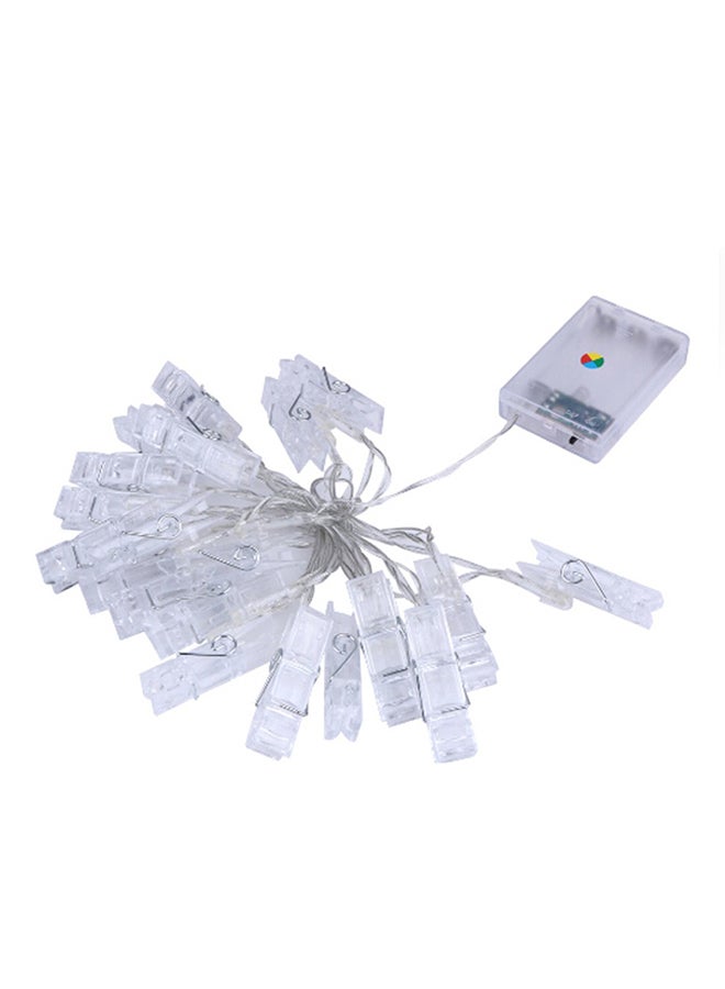 شريط مشابك صور بإضاءة LED مكون من 20 قطعة شفاف 105جرام