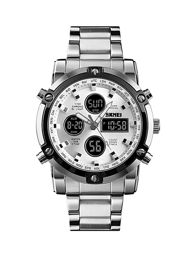 SKMEI Men's Waterproof Digital Wrist Watch - 1389 - 48 mm -Silver - Image 1