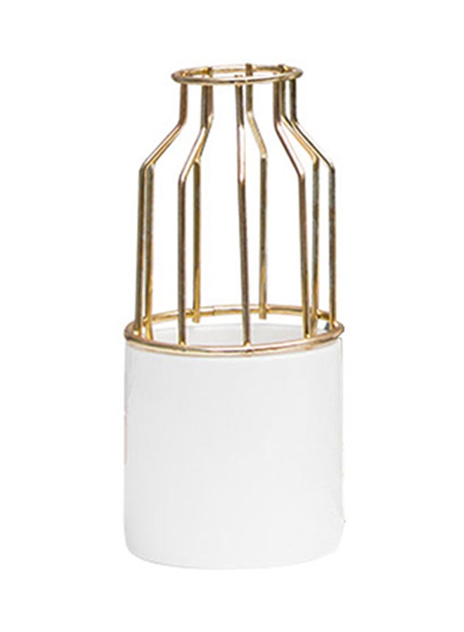 Nordic Style Flower Container Vase Gold/White 8 × 15cm