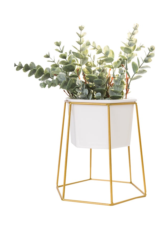 Nordic Style Flower Vase Gold/White 14.5 × 17cm