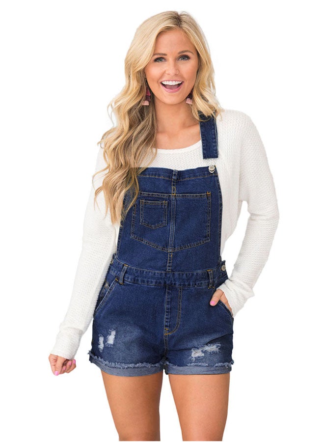 Solid Design Denim Dungaree Sky Blue - Image 1
