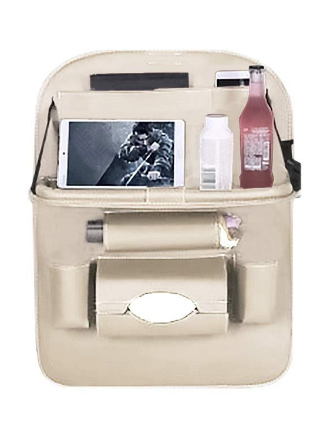 Car Seat Rear Storage Bag With Foldable Table Tray