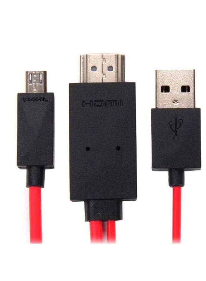Generic - MHL Micro USB, USB to HDMI Charger Cable Adapter For Sony Xperia Red/Black - Image 1