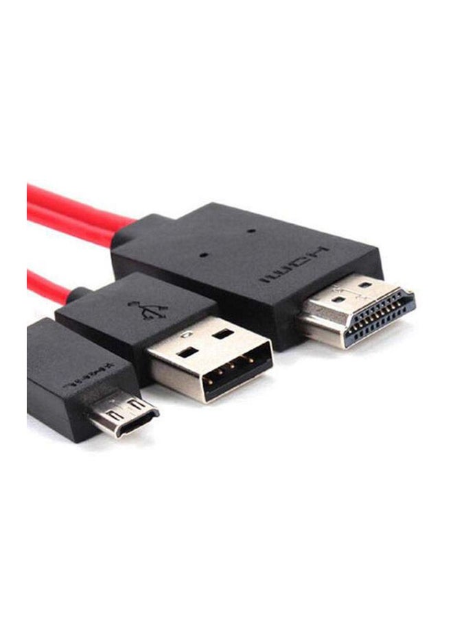 Generic - MHL Micro USB, USB to HDMI Charger Cable Adapter For Sony Xperia Red/Black - Image 1