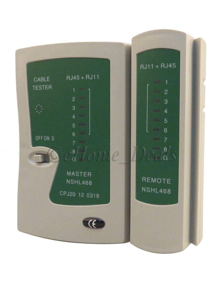 RJ45/RJ11/RJ12 LAN Crossover Network And Telephone Cable Tester Green/White - Image 3