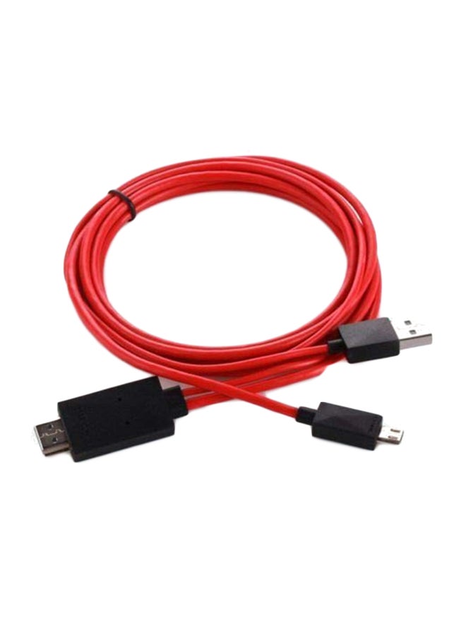 1080p MHL Micro USB To HDMI HD TV Adapter Cable For Samsung Red/Black