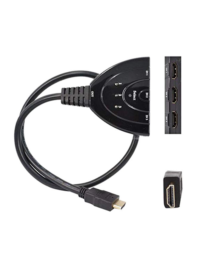 Generic - 3-Port HDMI Auto Switch Splitter Switcher Hub Black - Image 1