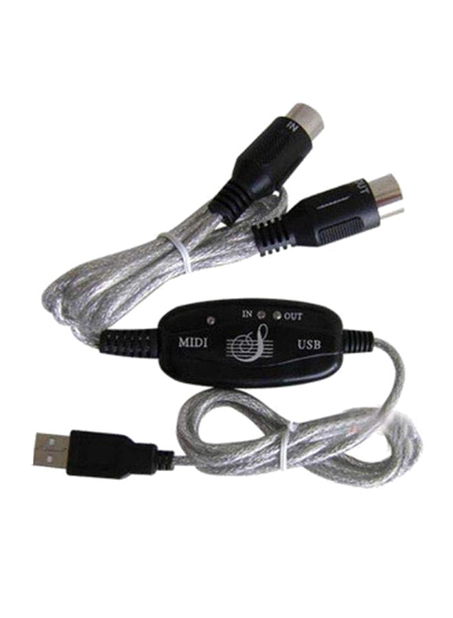 محول من منفذ USB إلى واجهة وصلة بينيه رقمية للآلات الموسيقية MIDI أسود/فضي - Image 1
