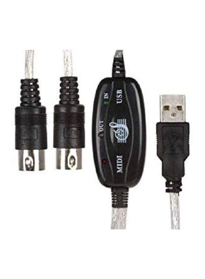 محول من منفذ USB إلى واجهة وصلة بينيه رقمية للآلات الموسيقية MIDI أسود/فضي - Image 2