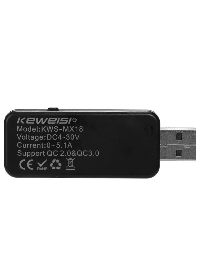 مقياس أميتر رقمي مزود بشاشة LCD ومنفذ USB أسود  - Image 2