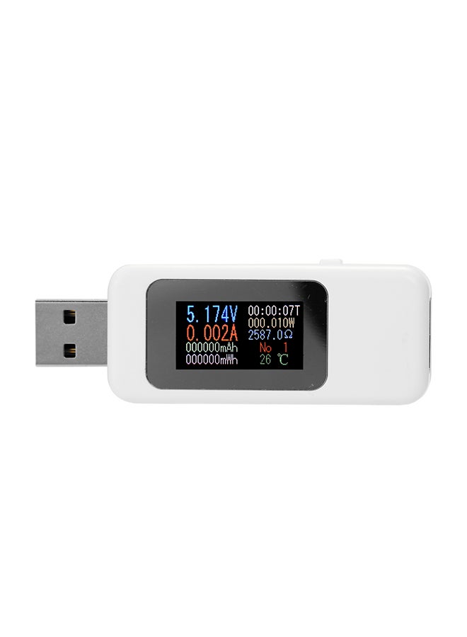 ماركة غير محددة مقياس أميتر رقمي مزود بشاشة LCD ومنفذ USB أبيض 
