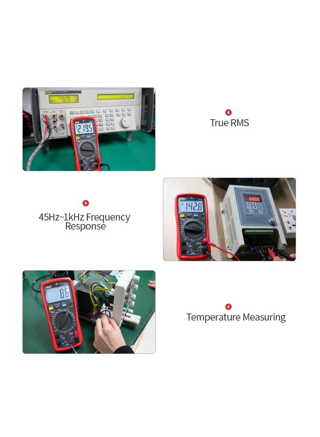 UNI-T Automatic RMS Digital AC/DC Voltage Tester-UT890C Black/Red 183 x 88 x 56mm  - Image 3