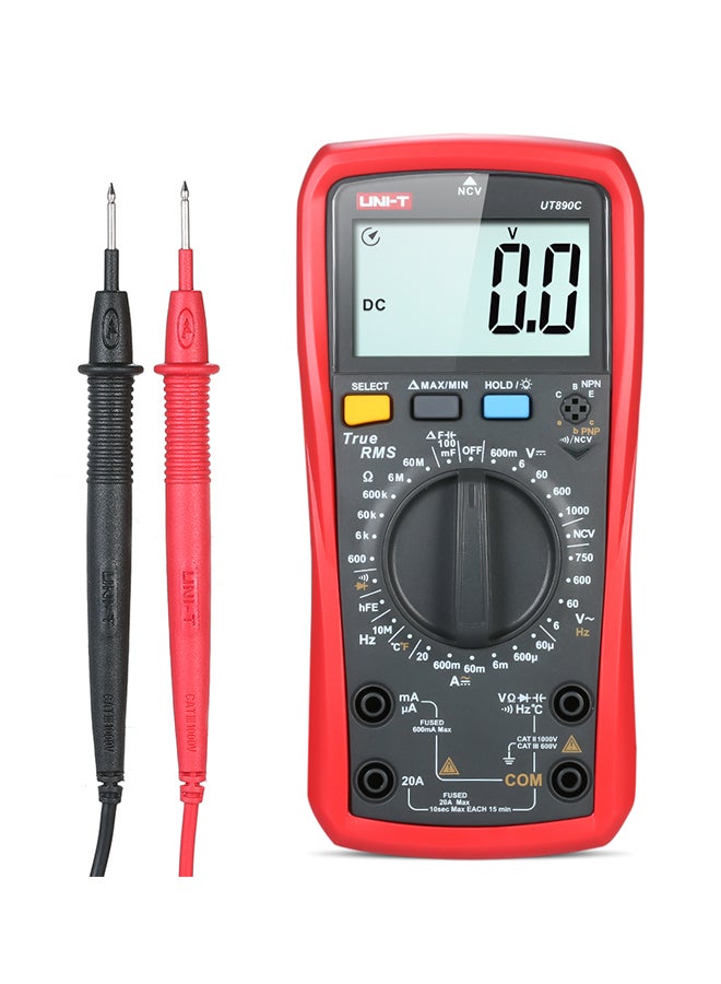 UNI-T Automatic RMS Digital AC/DC Voltage Tester-UT890C Black/Red 183 x 88 x 56mm  - Image 1