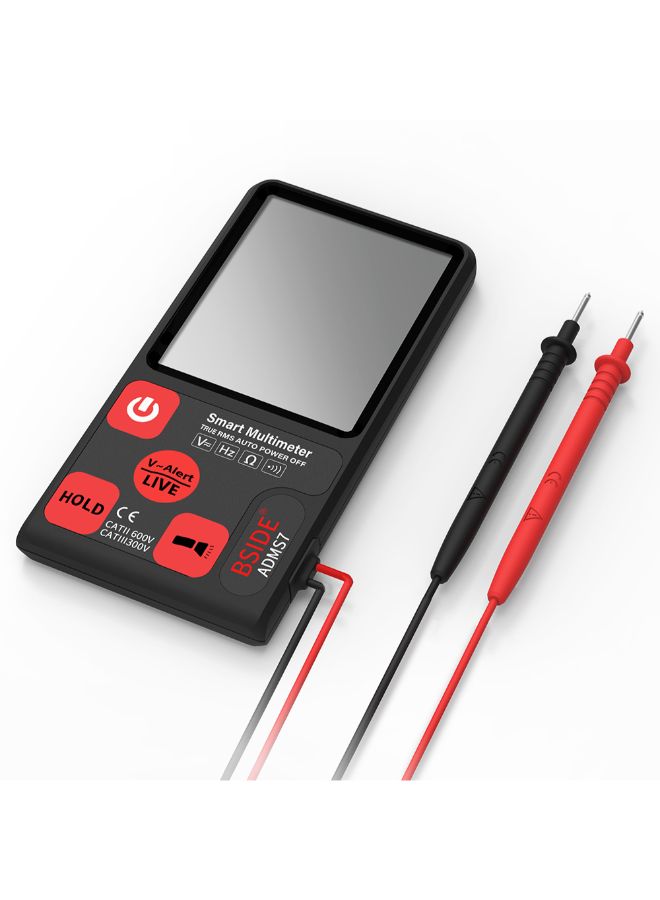 BSIDE - Smart RMS LCD Display AC/DC Voltage Tester-ADMS7 Black/Red 64 x 52mm - Image 1