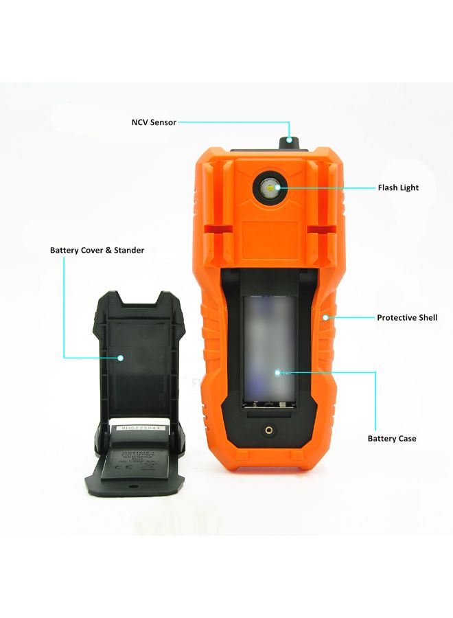 PEAKMETER Multi-Function Handheld AC/DC Voltage Tester-PM18C Black/Orange - Image 3