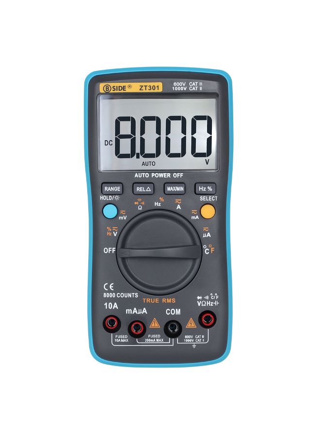 BSIDE - Digital Multimeter With Pair Of Test Lead And Probe Blue/Black 0.334kg - Image 1