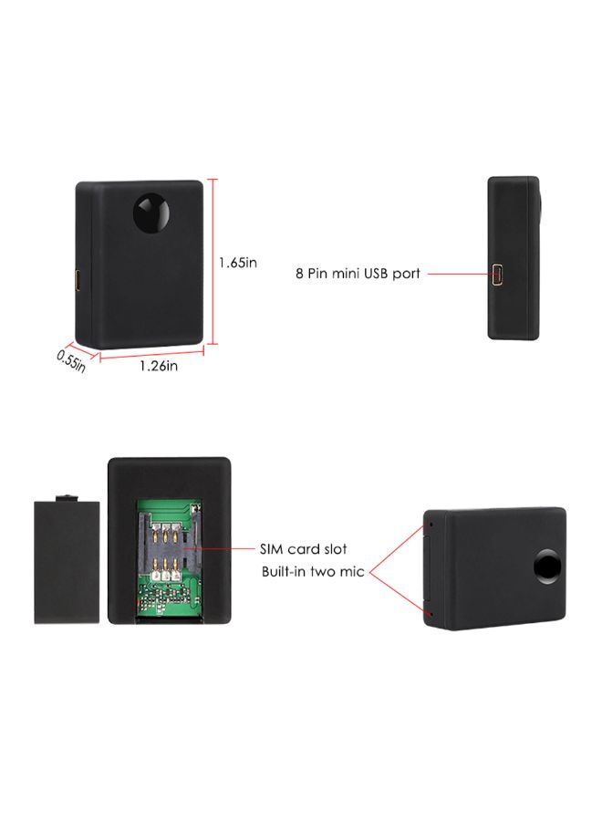 Automatic Listening Mini Alarm Voice System Black 0.028kg