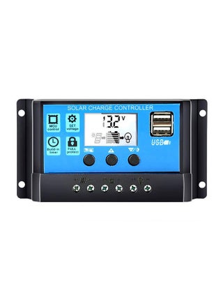 Solar Panel Battery Charge Controller With Dual USB Blue/Black 5.9 x 3.1 x 1inch - v1565089517/N28683913A_1
