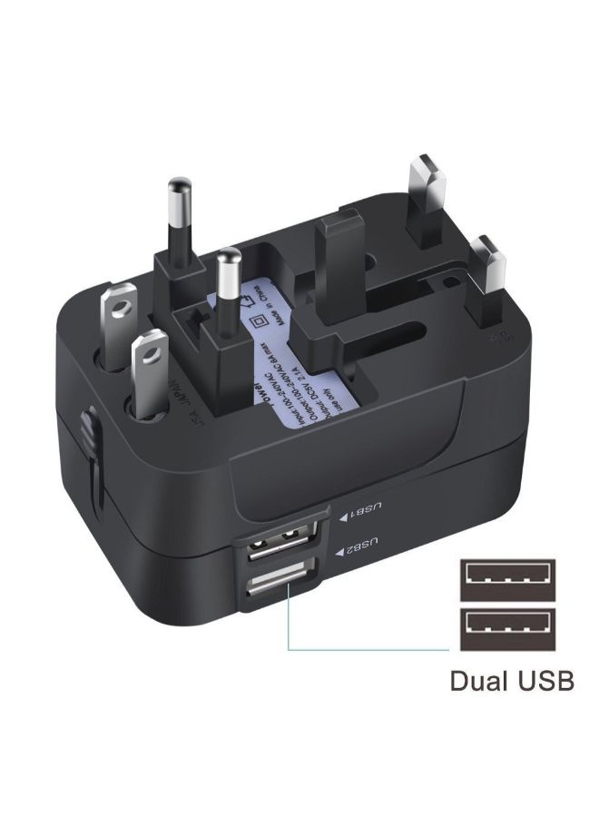 Portable Universal Travel Adapter Black 0.13kg  - Image 2