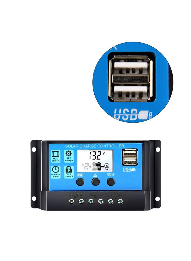 Generic - Solar Panel Battery Charge Controller With Dual USB Blue/Black 5.9 x 3.1 x 1inch - Image 1