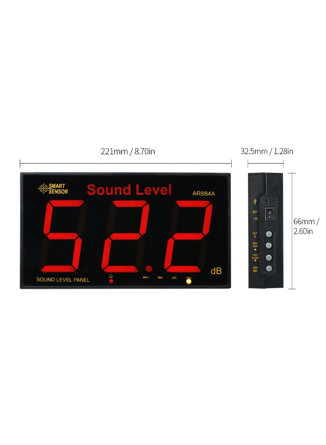 SMART SENSOR - Wall Mounted Sound Level Meter With LCD Screen Black 0.701kg - Image 1