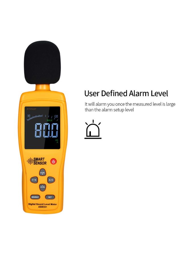 SMART SENSOR Digital LCD Sound Level Monitoring Tester Black/Orange 0.261kg  - Image 3