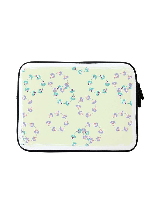 Stylizedd Floral Wreath Designer Sleeve With Strap For Apple MacBook Green/Blue - Image 1