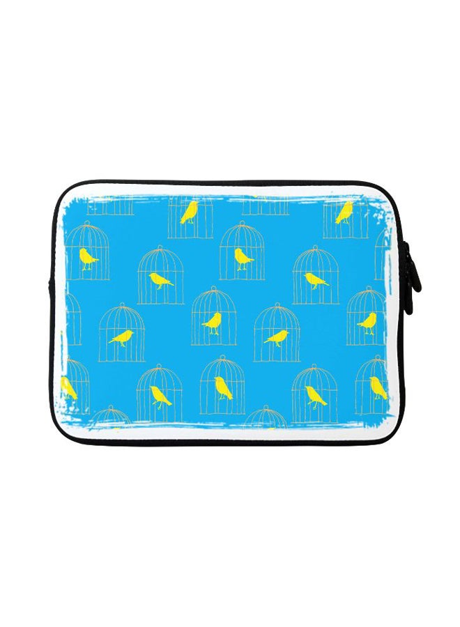 Stylizedd Caged Birdy Designer Sleeve With Strap For Apple MacBook Blue/Yellow - Image 1