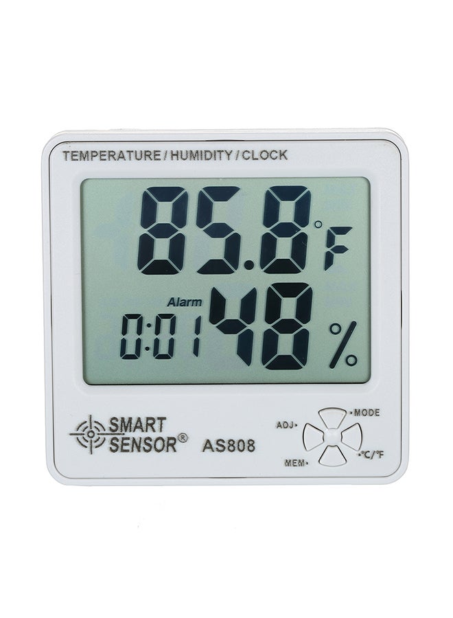 SMART SENSOR Digital Hygrometer Tester With Calendar And Alarm Clock White 0.088kg  - Image 1