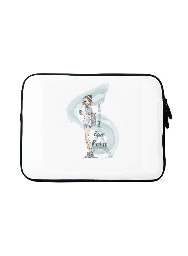 Stylizedd I Love Paris Designer Sleeve With Strap For Apple MacBook White/Blue - Image 1