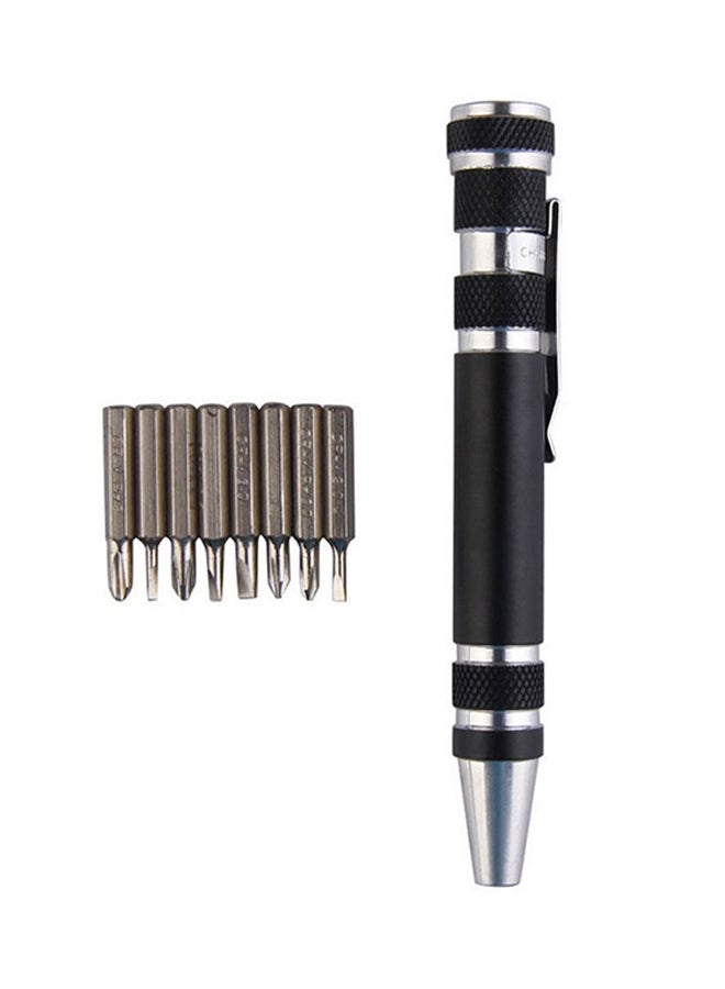 8-In-1 Multi-function Pocket Screwdriver Tool Black/Silver 0.038kg  - Image 1