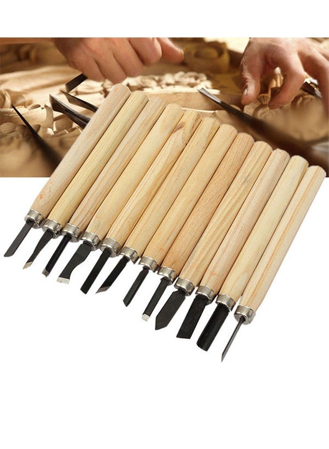 12-Piece Wood Working Hand Chisel Cutter Tool Set Brown 0.13kg  - Image 2