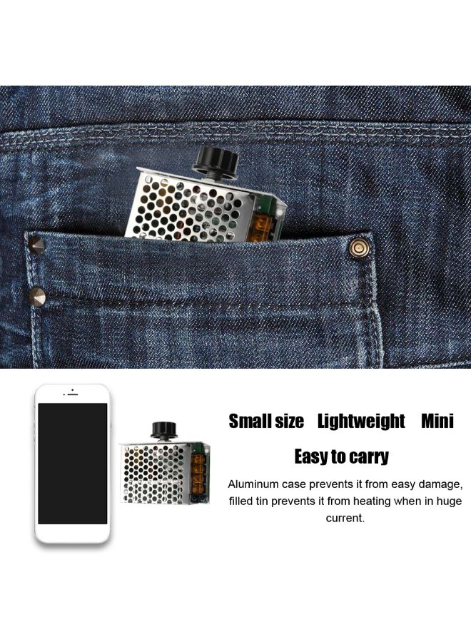 ثرموستات للتحكم في سرعة تنظيم الفولتية مزود بمقوم تحكم سيليكوني مع حافظة حماية للسلامة فضي - Image 3