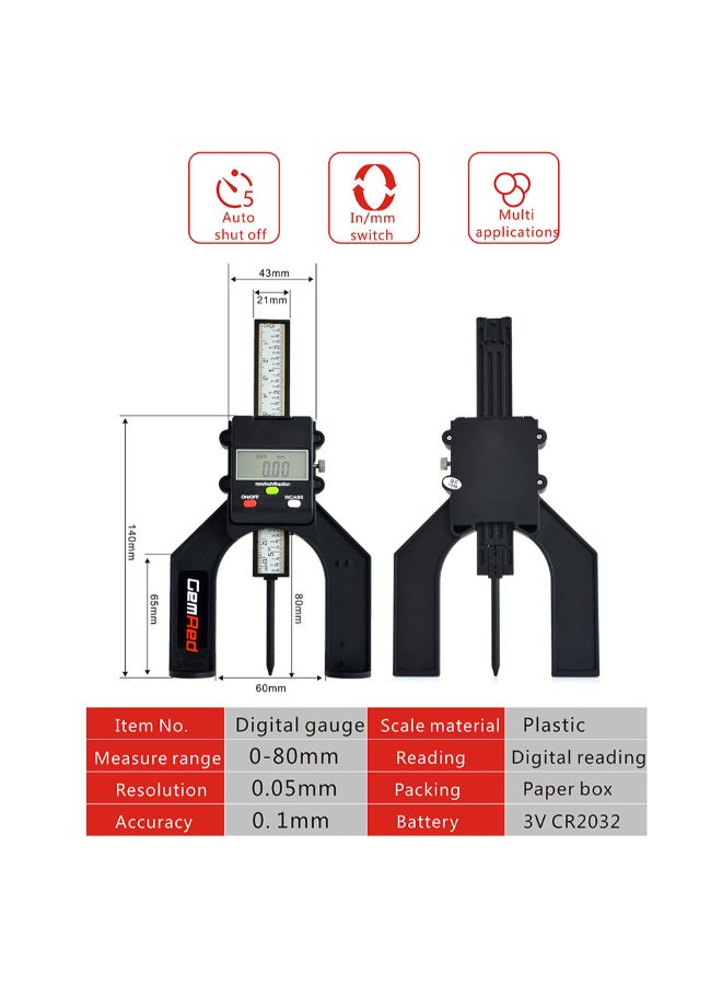 GemRed Digital Depth Gauge Depthometer Black - Image 5